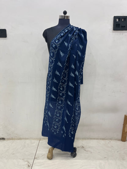 Pashmina Midnight Blue Kashmiri Embroidered  Premium Shawl