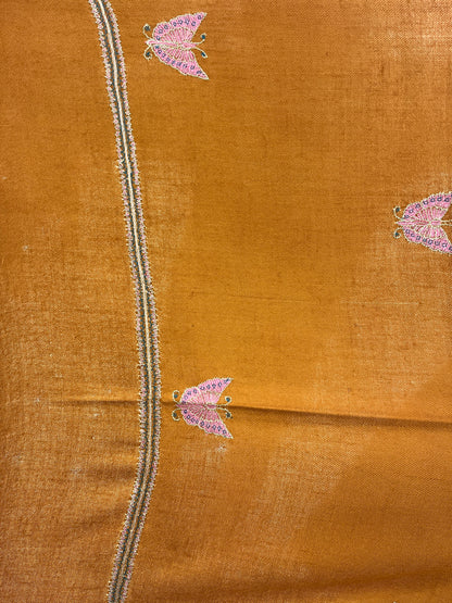 Pashmina Brown Butterfly Embroidered Stole