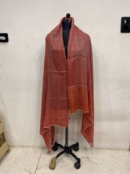 Pashmina Dual Tone Rust & Red Designer  Handwoven Shawl