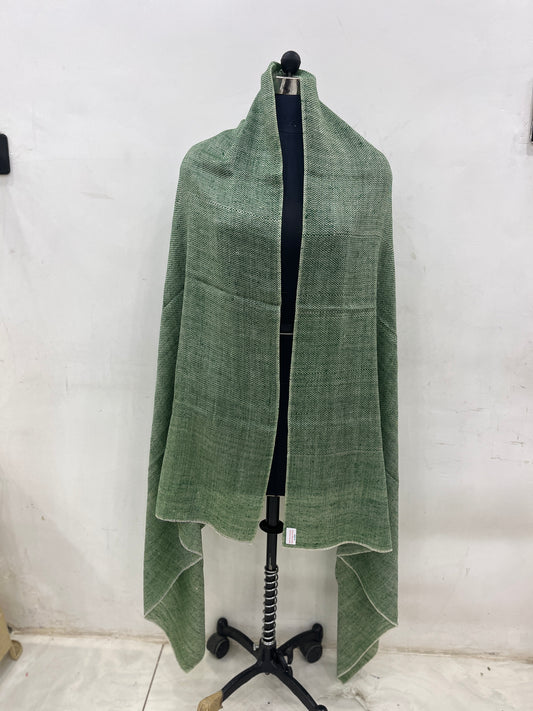 Pashmina Green Self-Patterned Reversible Shawl — Fishbowl Design