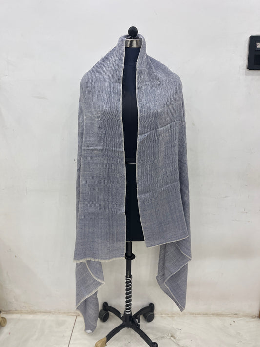 Pashmina Soft Grey Self-Patterned Reversible Shawl — Fishbowl Design