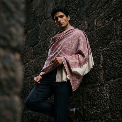 Lavender Jama Pashmina Shawl — All-Over Paisley Weave