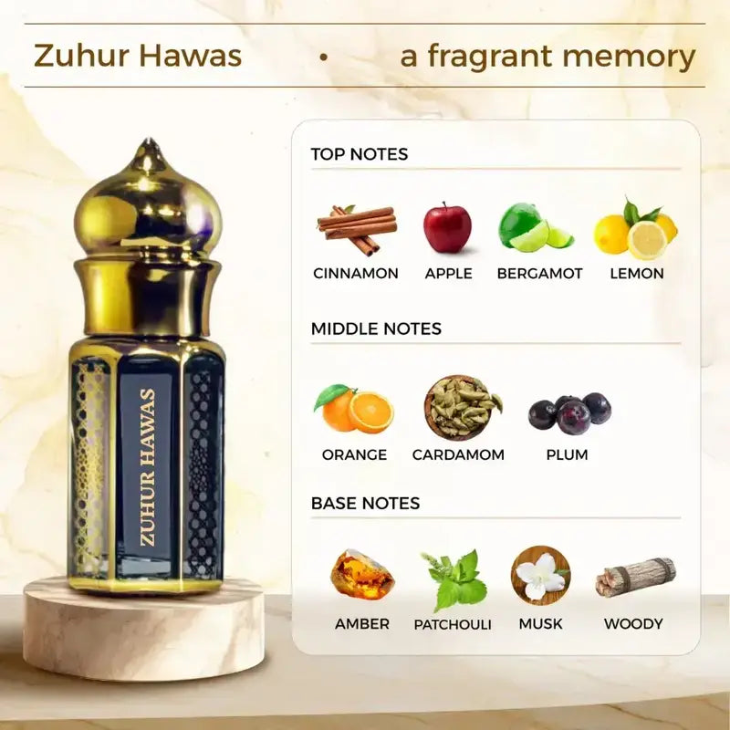 Zuhur AL Oasis Zuhur Hawas Non Alcoholic Unisex Attar 6ML
