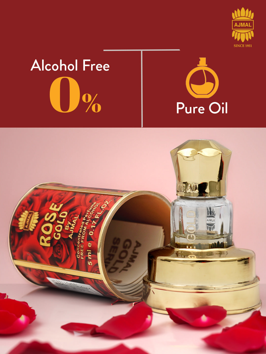 Ajmal Rose Gold Attar (Concentrated Perfume Oil)