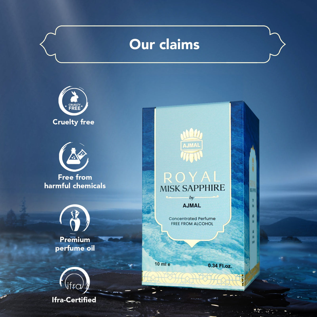 Ajmal Royal Misk Sapphire Attar (Concentrated Perfume Oil)