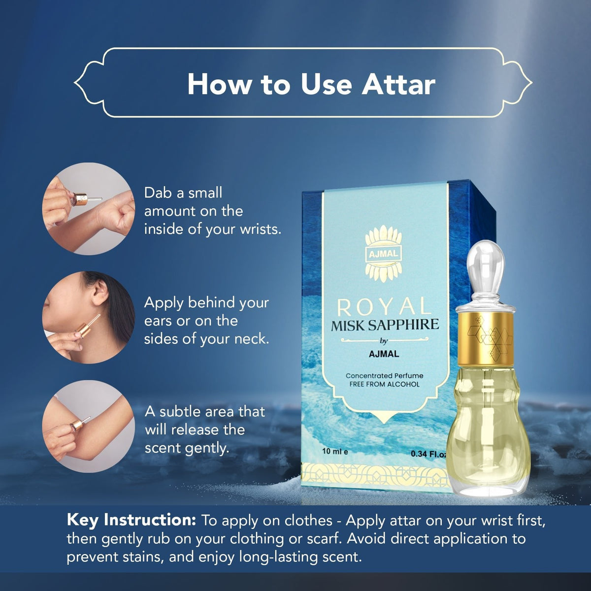 Ajmal Royal Misk Sapphire Attar (Concentrated Perfume Oil)
