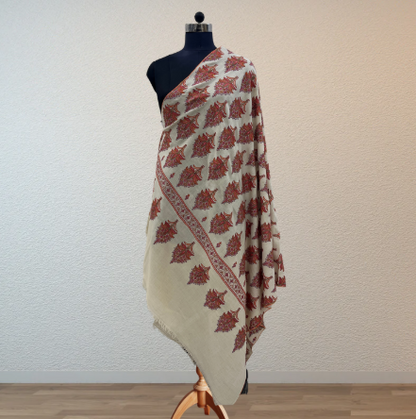 Pashmina Sozni Designer Jama Booti Embroidered Shawl