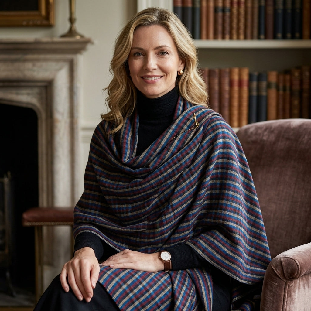 Pashmina Reversible Checkered Handwoven Shawl