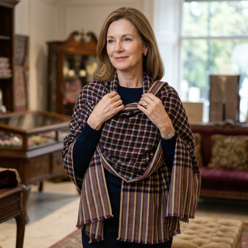 Pashmina Checkered Stole — Classic Weave