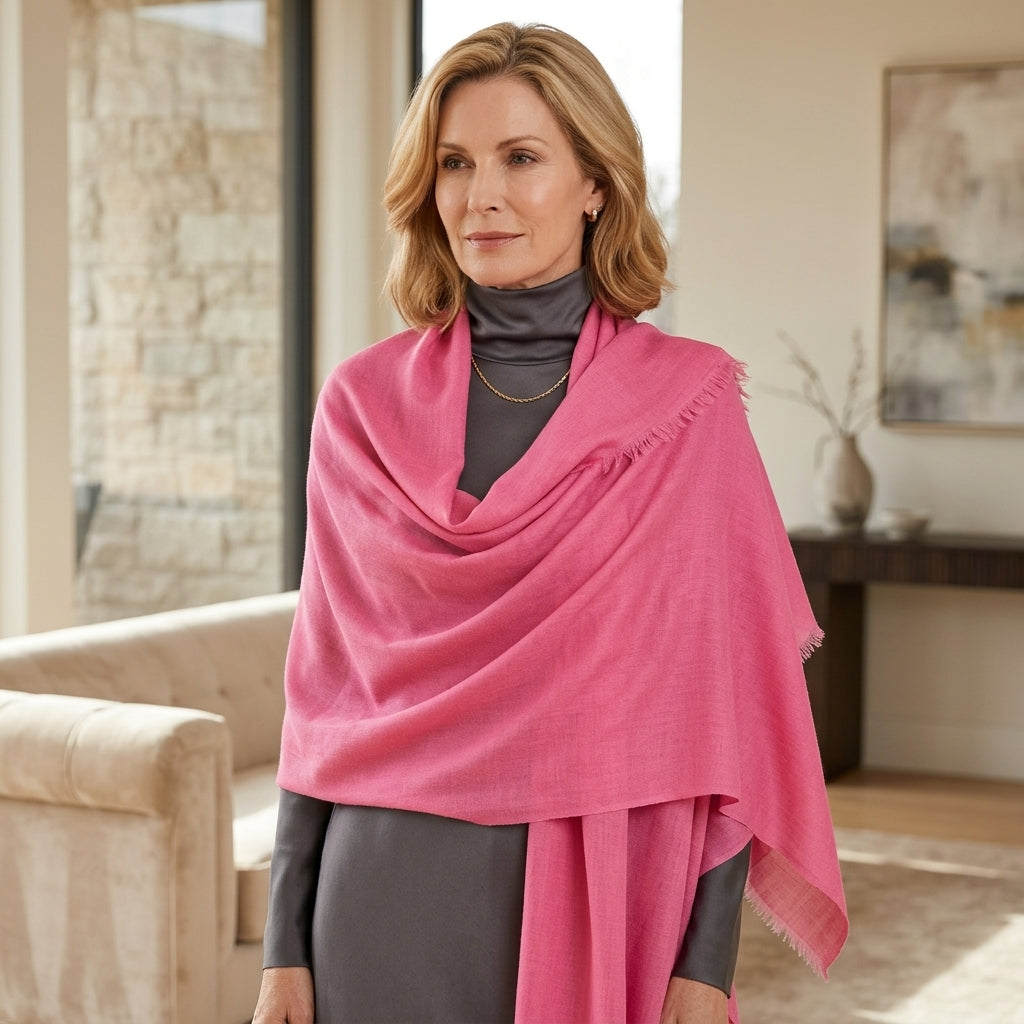 Pashmina Plain Pink Handwoven Stole