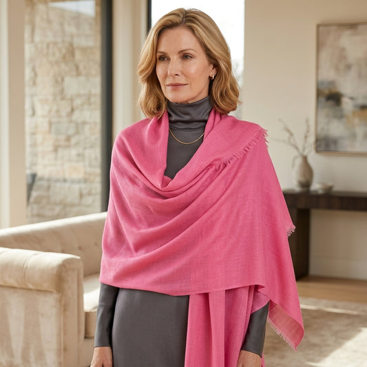 Pashmina Plain Pink Handwoven Stole