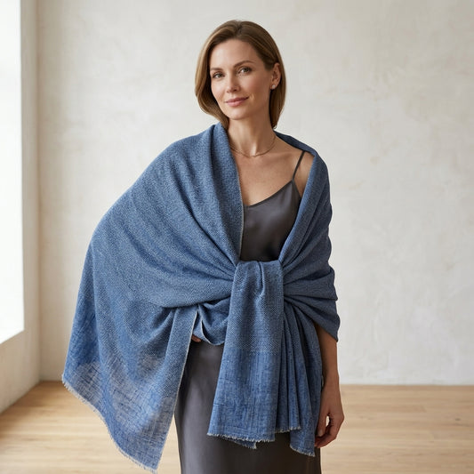 Pashmina Ocean Blue Premium Handwoven Stole