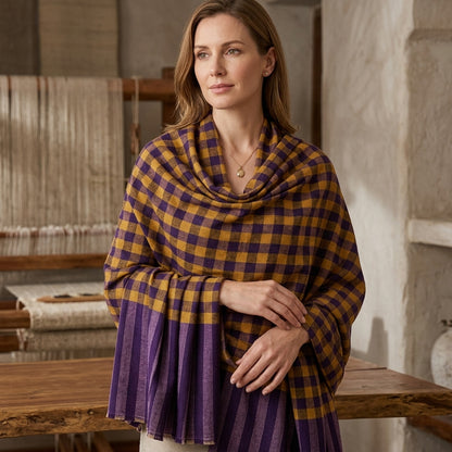 Pashmina Checkered Handwoven Classic Shawl — Heritage