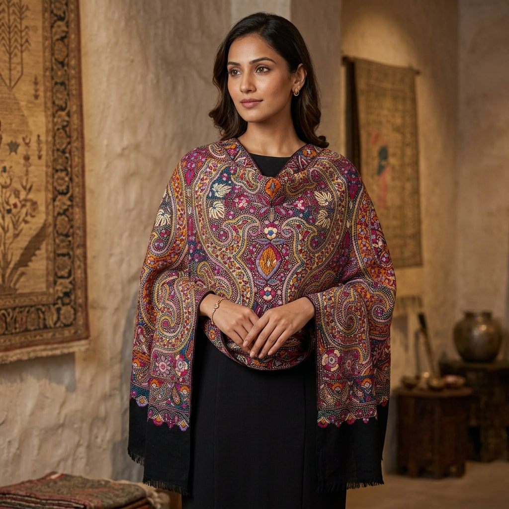 Pashmina Sozni Jamawar Embroidered Shawl