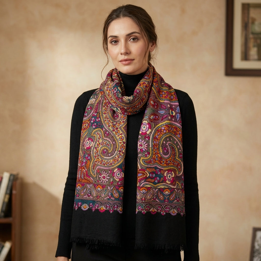 Pashmina Sozni Jamawar Embroidered Shawl