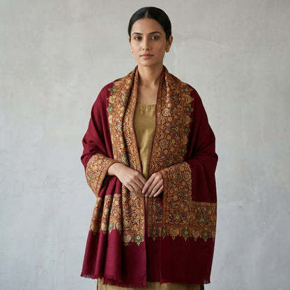 Pashmina Sozni Papier Mâché Dourdar — GI Certified