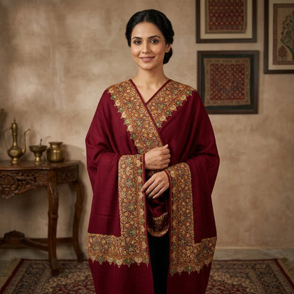 Pashmina Sozni Papier Mâché Dourdar — GI Certified