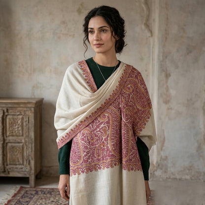 Pashmina Sozni Palla Design with Tilla Touch Shawl