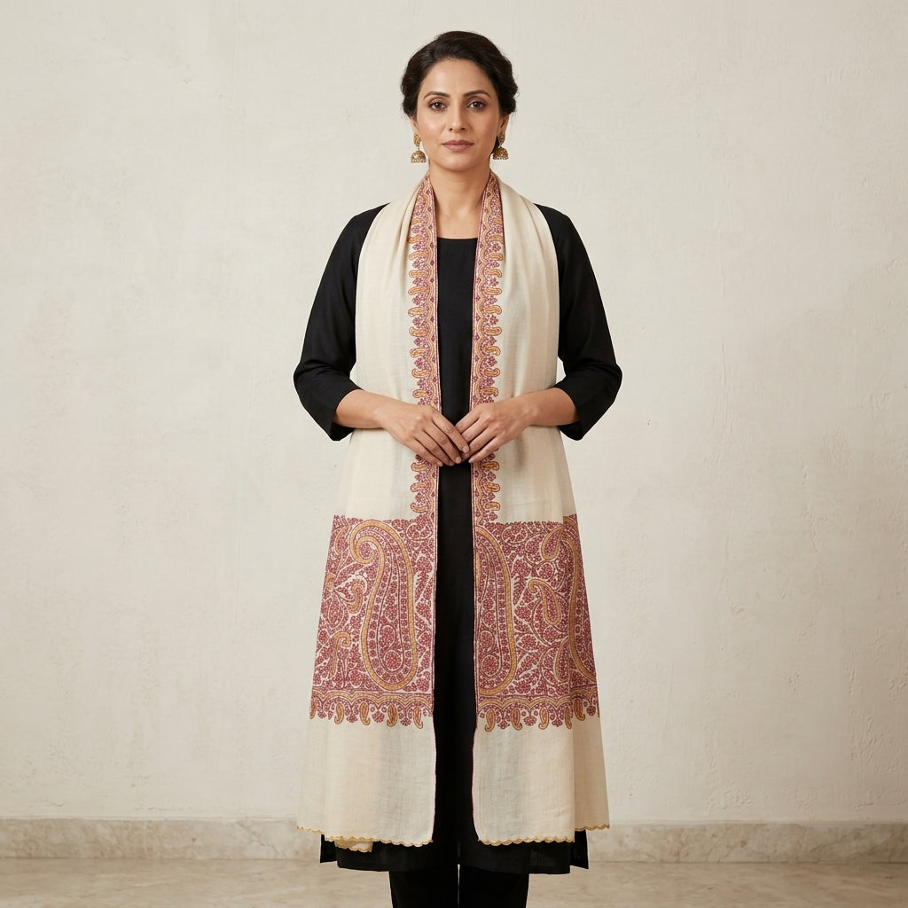 Pashmina Sozni Palla Design with Tilla Touch Shawl