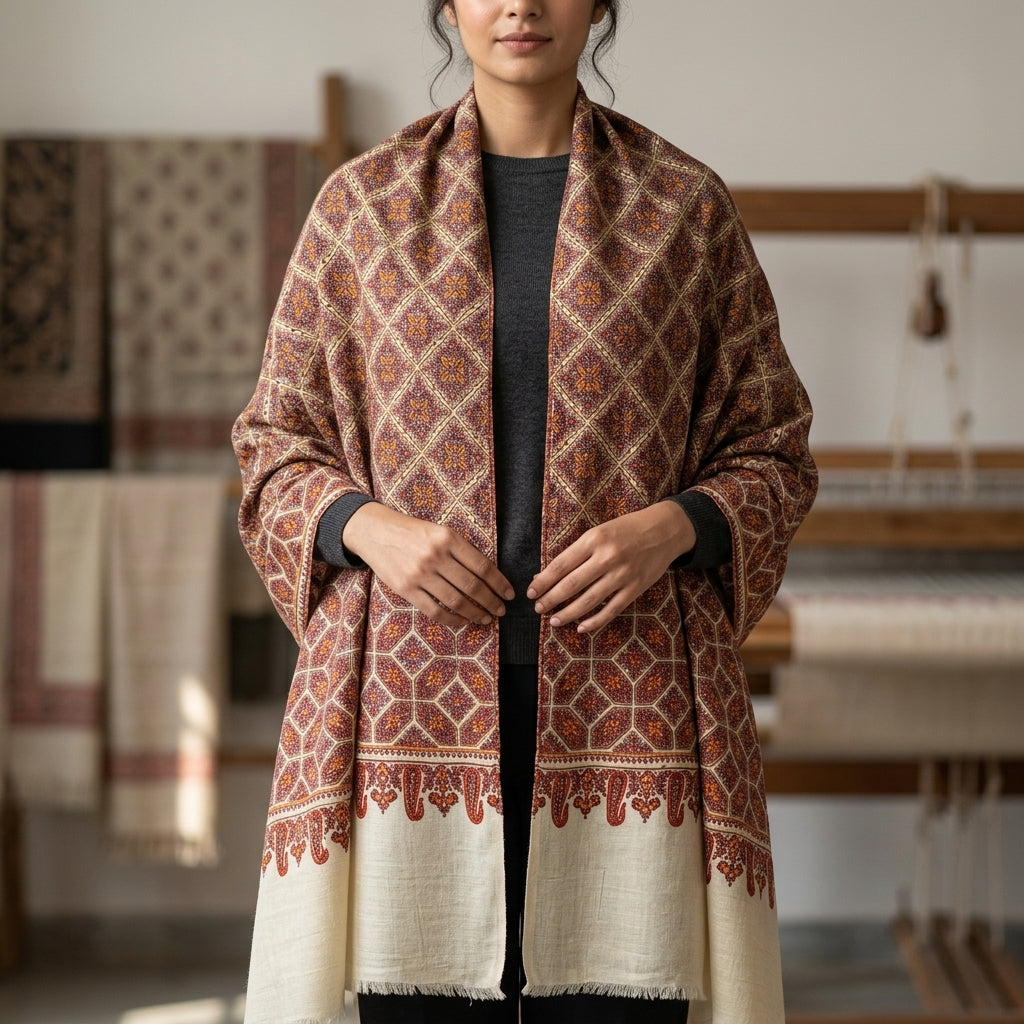 Pashmina Sozni Jamawar Multi-Colour Embroidered Shawl