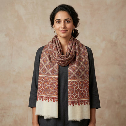 Pashmina Sozni Jamawar Multi-Colour Embroidered Shawl