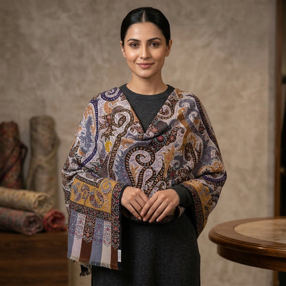 Pashmina Kalamkari Multi-Embroidery Shawl