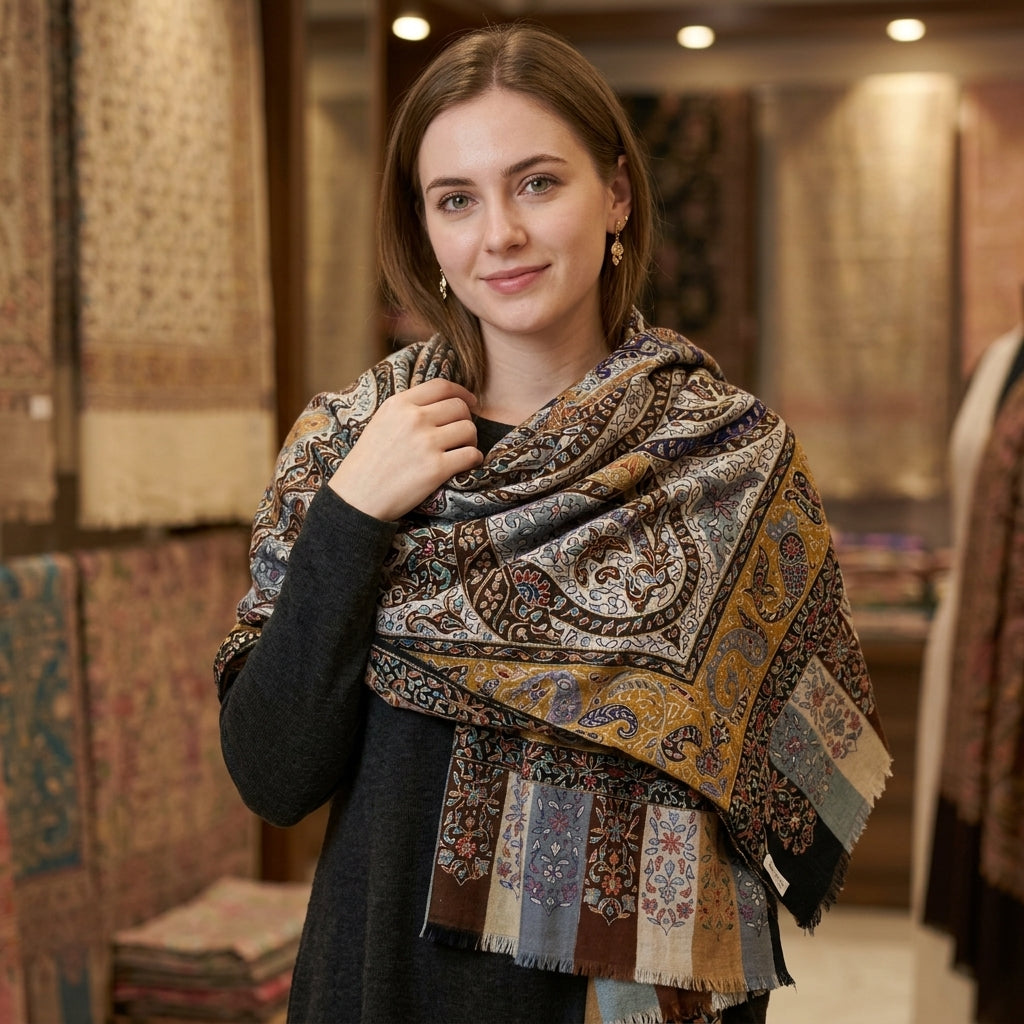 Pashmina Kalamkari Multi-Embroidery Shawl