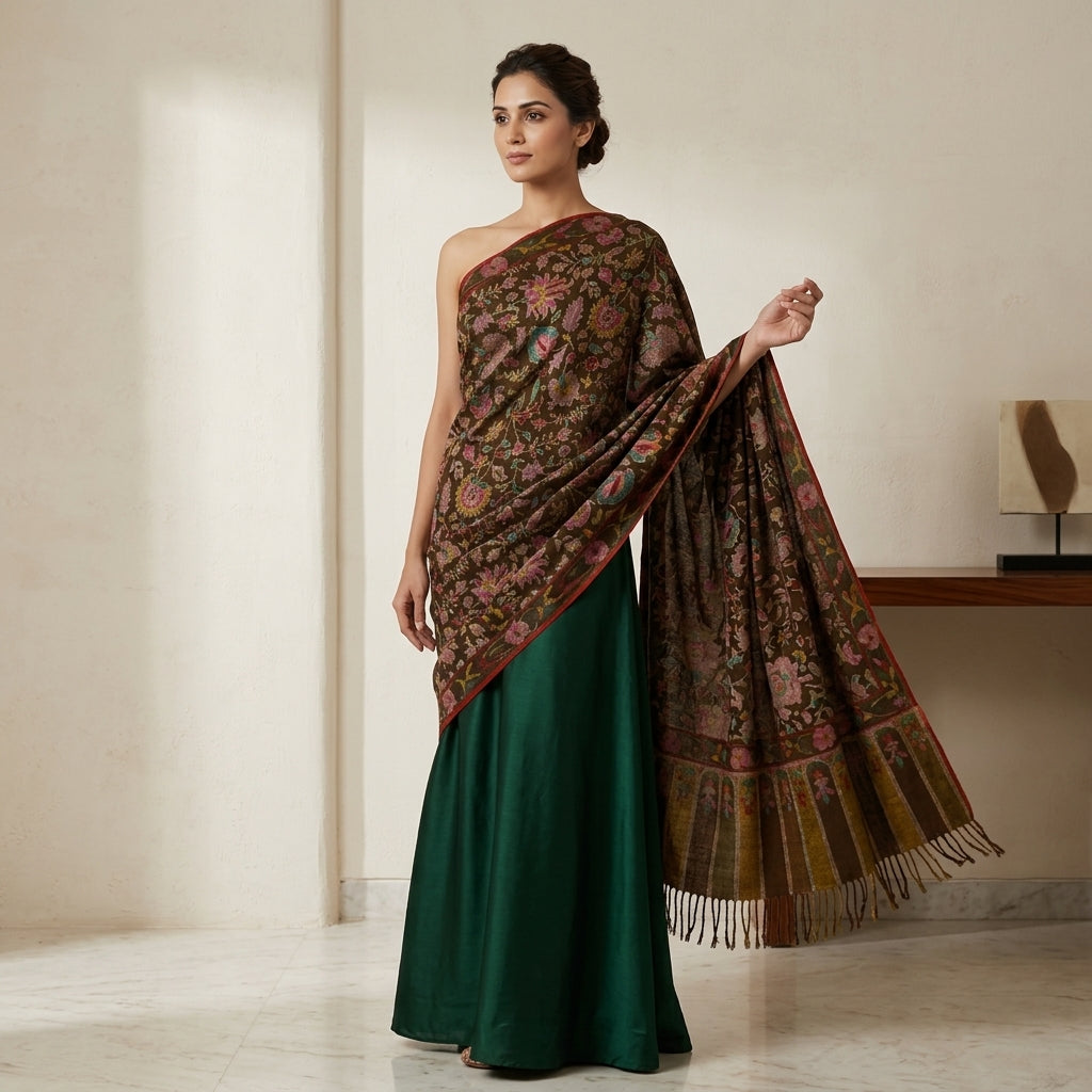 Pashmina Kani Jamawar Coffee — GI Certified
