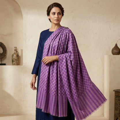 Pashmina Self-Checkered Lavender Stole
