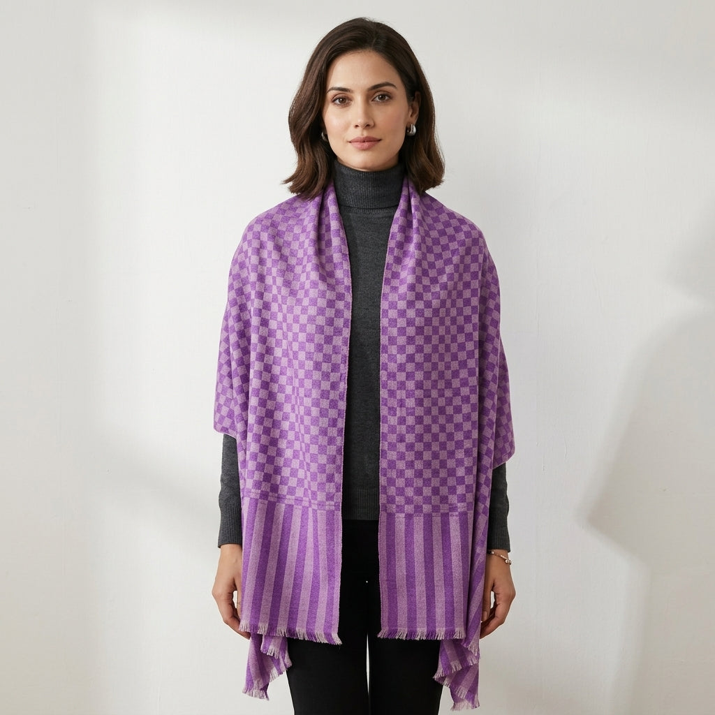 Pashmina Self-Checkered Lavender Stole