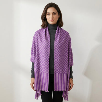 Pashmina Self-Checkered Lavender Stole