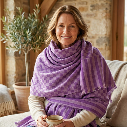 Pashmina Self-Checkered Lavender Stole