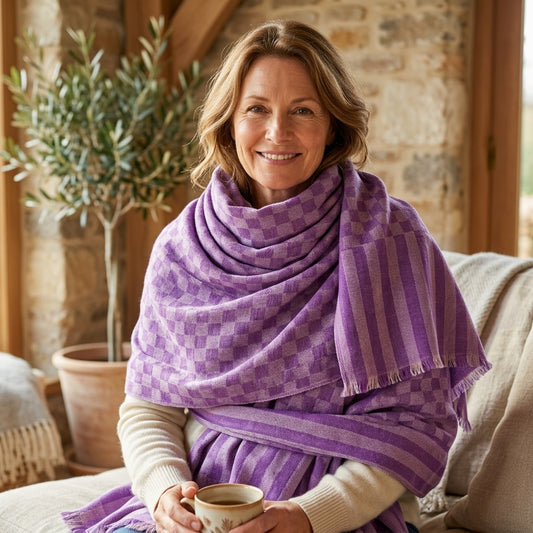 Pashmina Self-Checkered Lavender Stole