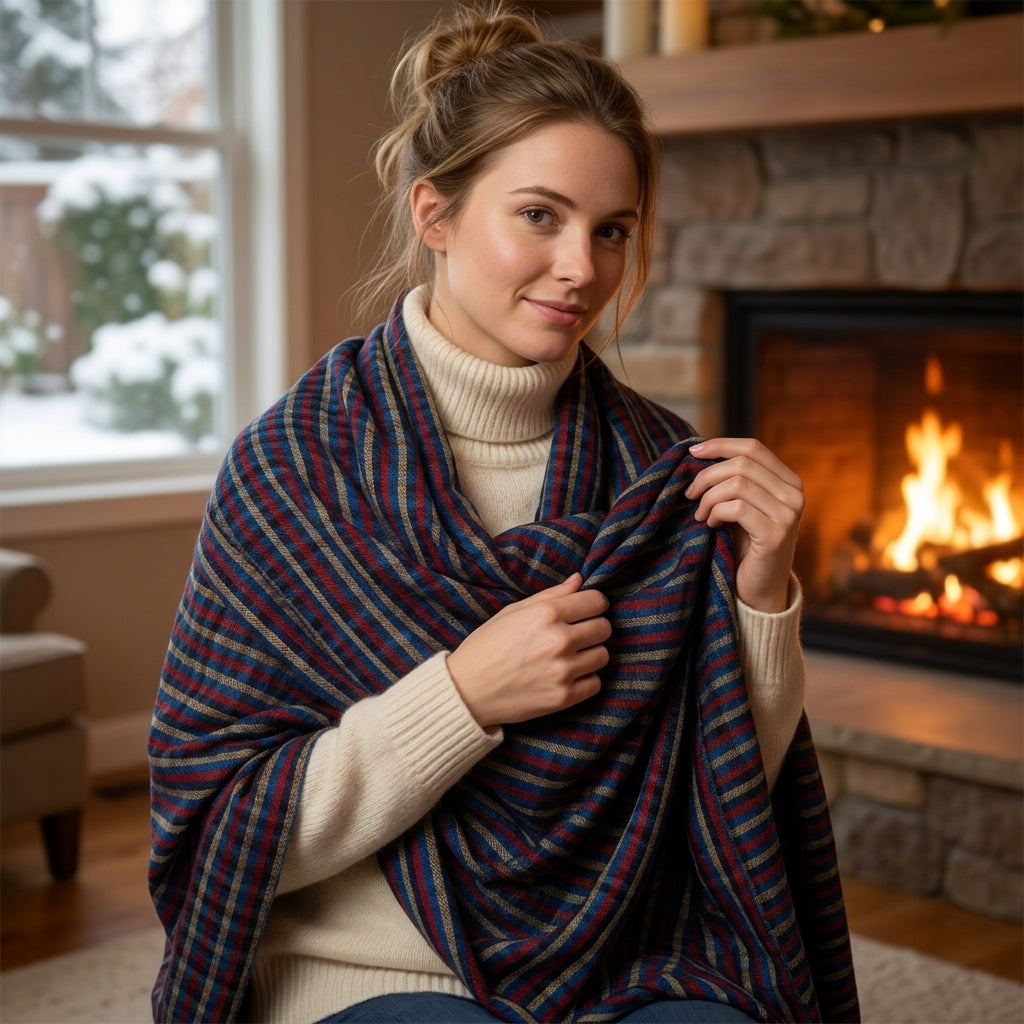 Pashmina Reversible Checkered Handwoven Shawl