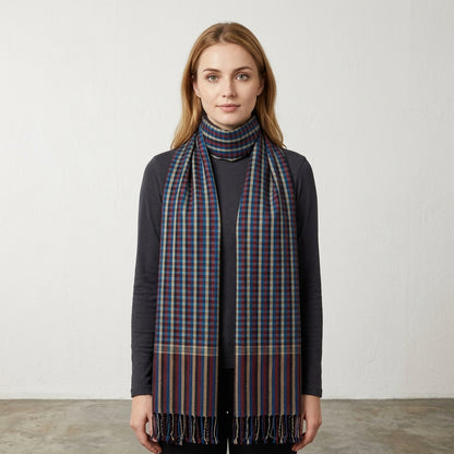 Pashmina Reversible Checkered Handwoven Shawl