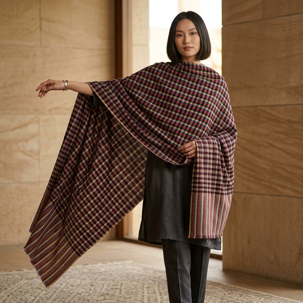 Pashmina Checkered Stole — Classic Weave