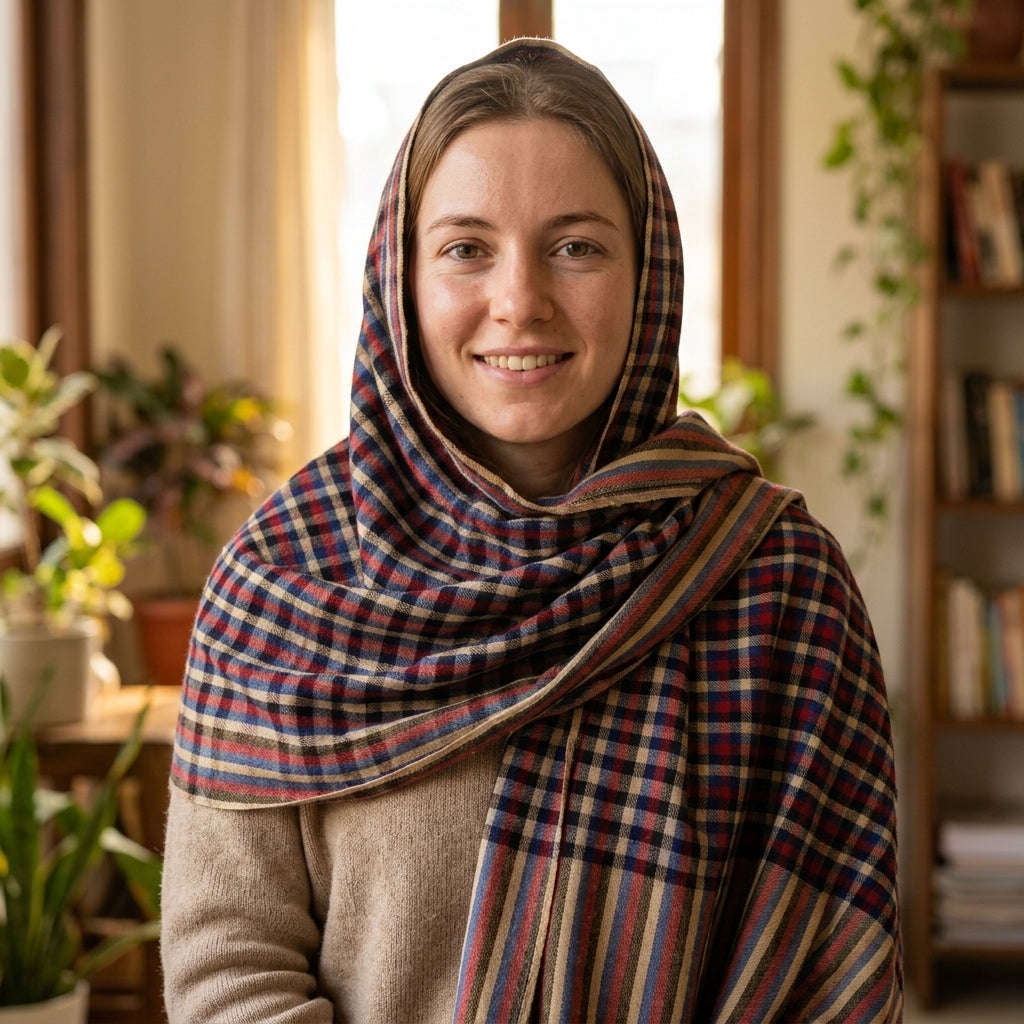 Pashmina Checkered Stole — Classic Weave