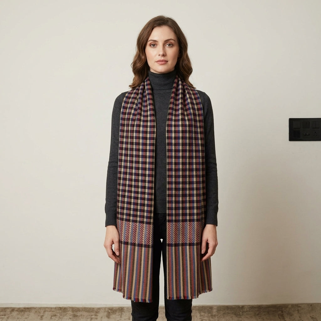 Pashmina Checkered Stole — Classic Weave