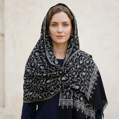 Pashmina Sozni Jali Pattern Embroidered Stole