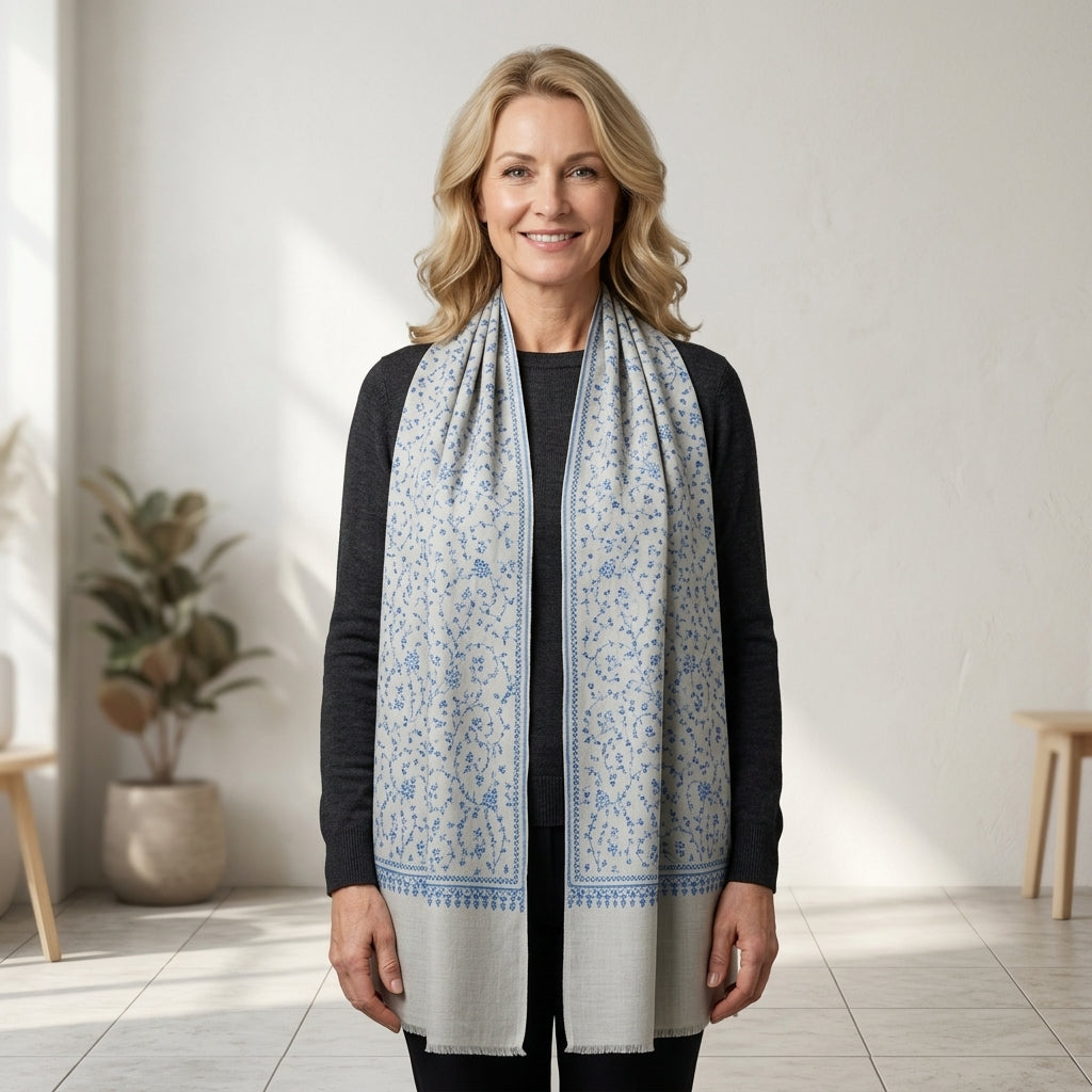 Pashmina Designer Stole — Ikat Pattern Ground