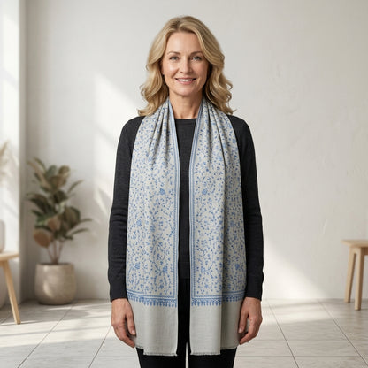 Pashmina Designer Stole — Ikat Pattern Ground