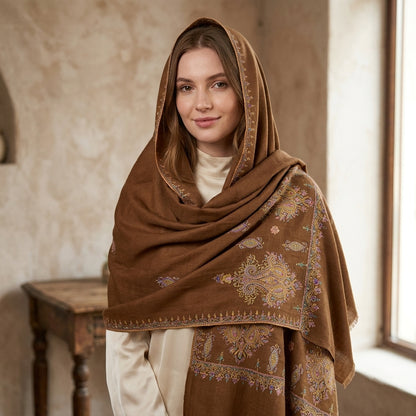 Pashmina Chocolate Brown Handwoven Shawl
