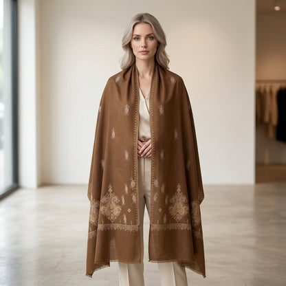 Pashmina Chocolate Brown Handwoven Shawl