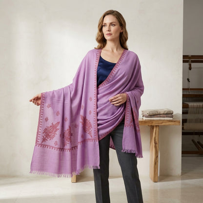 Pashmina Lilac Embroidered Premium Shawl