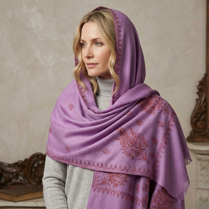 Pashmina Lilac Embroidered Premium Shawl