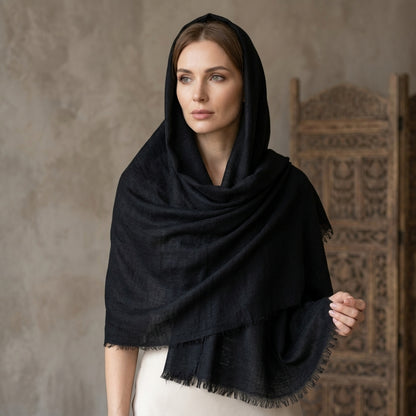 Pashmina Midnight Black Classic  Handwoven Shawl