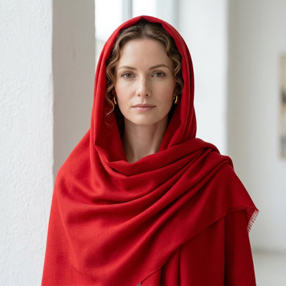 Pashmina Scarlet Red Statement Handwoven Shawl