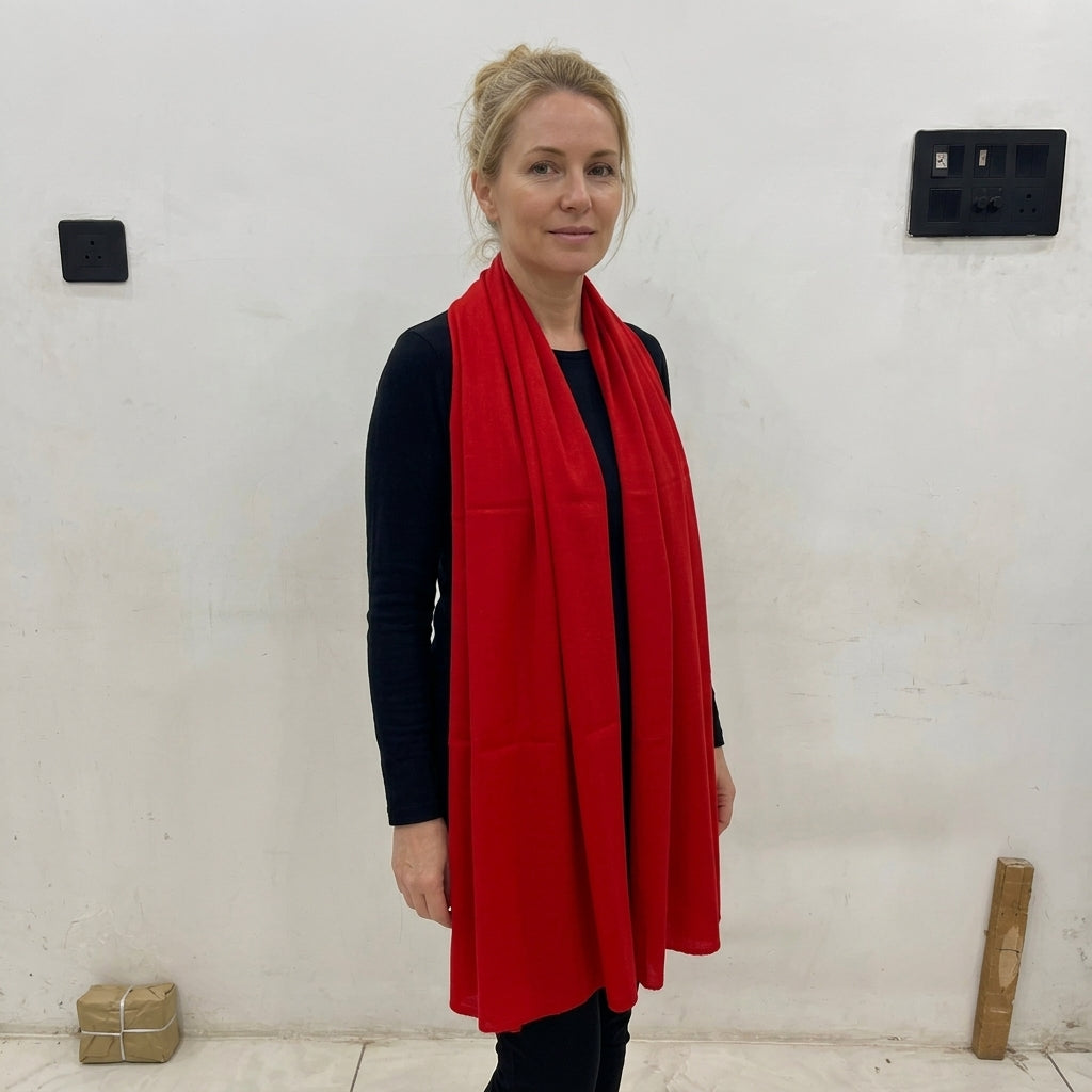 Pashmina Scarlet Red Statement Handwoven Shawl