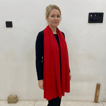 Pashmina Scarlet Red Statement Handwoven Shawl