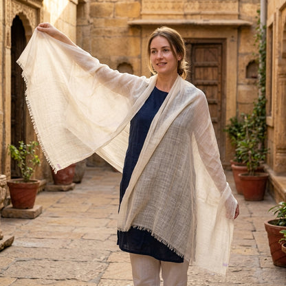 Pashmina Ivory Soft Touch Luxury Handwoven Shawl